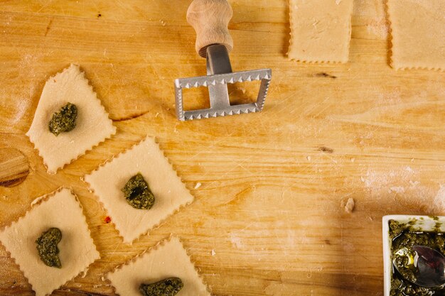 Stamp near stuffed pasta