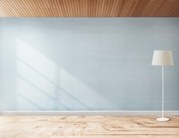 Standing lamp in a blue room