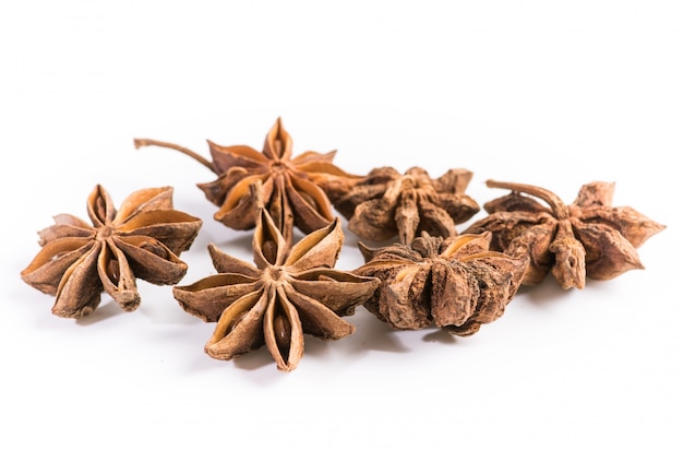 Star anise on white background