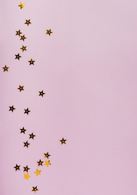 Star golden sequins with copy space