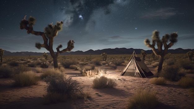 Starry skies above a remote desert