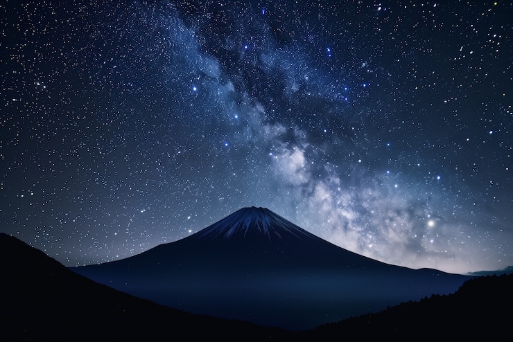 無料Photo 夜の星空と山の風景