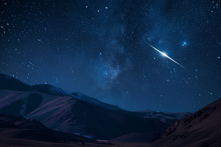 Free Photo starry sky at night with landscape of mountains