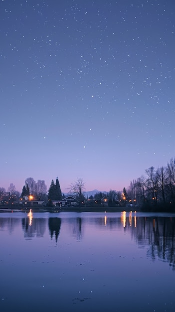 Free Photo starry sky over the town