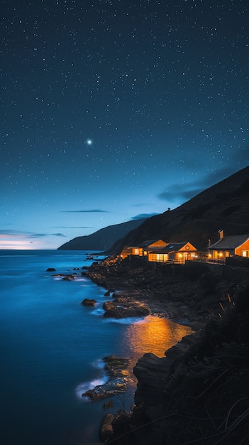 Free Photo starry sky over the town
