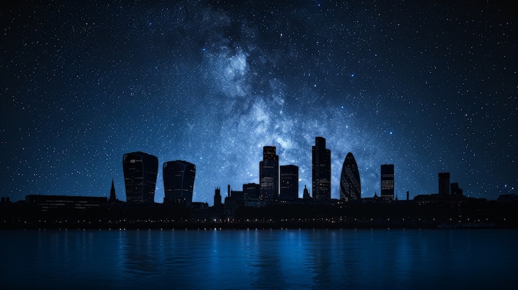 Free Photo starry sky over the town