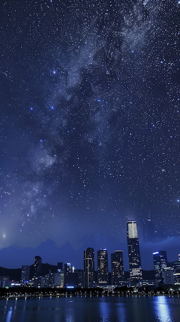 starry sky over the town