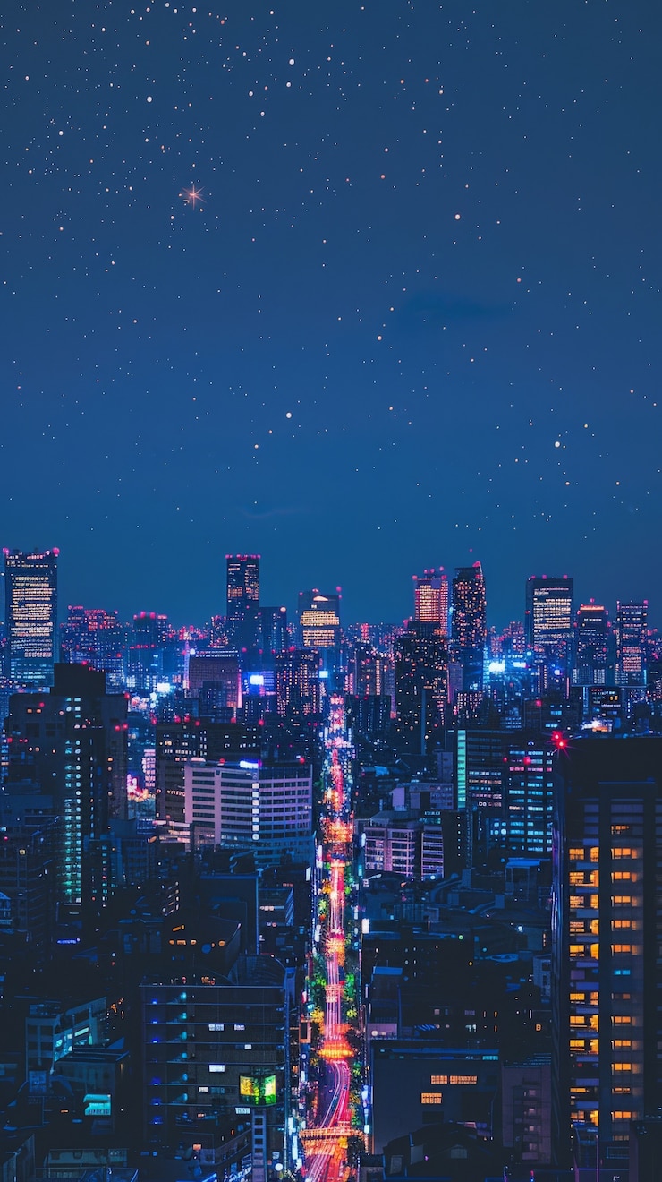무료 Photo 도시 위의 별빛 하늘