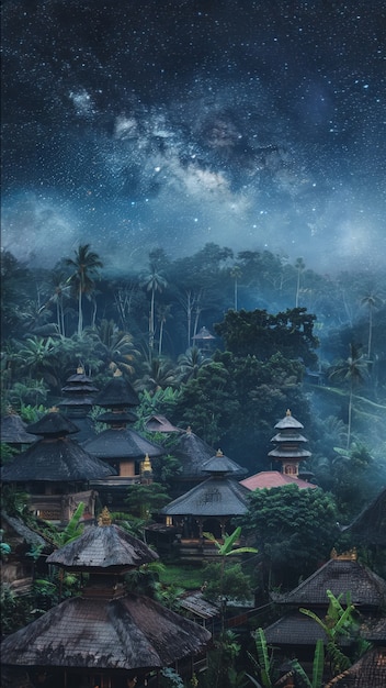 starry sky over the town