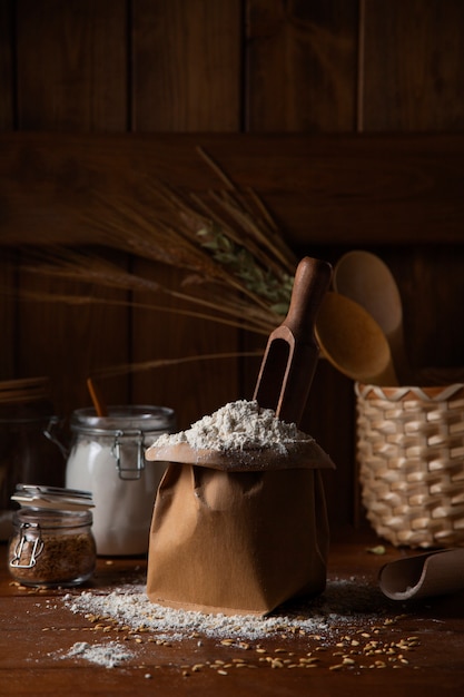 Free photo stashed flour used for cooking