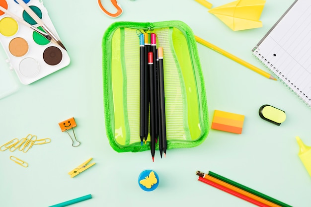 Stationery around pencil case