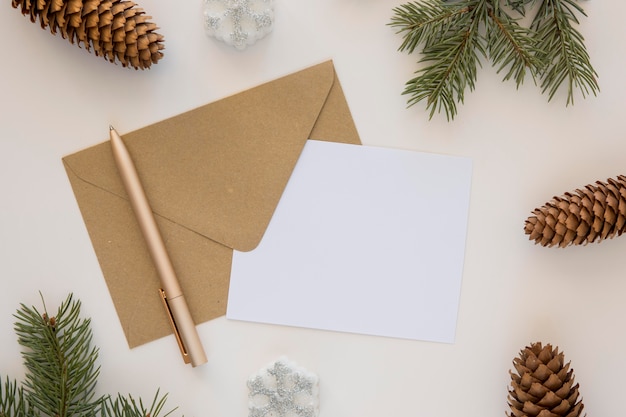 Stationery envelope and paper with conifer cones