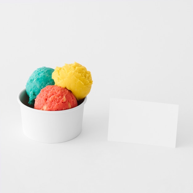 Free photo stationery ice cream concept with business card