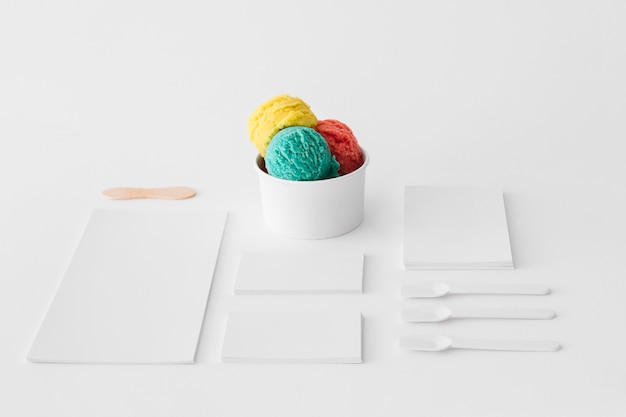 Free photo stationery ice cream concept