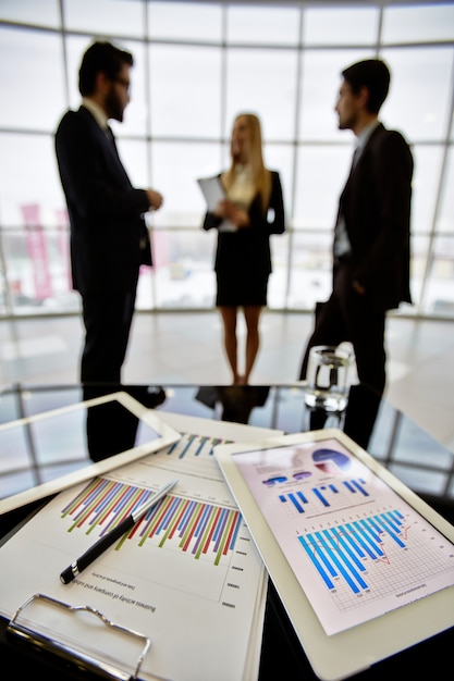 Statistical documents on the office table