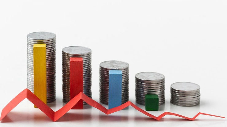 Free Photo stats concept with coins stacks