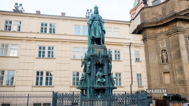 Free photo the statue of charles iv in prague czech republic