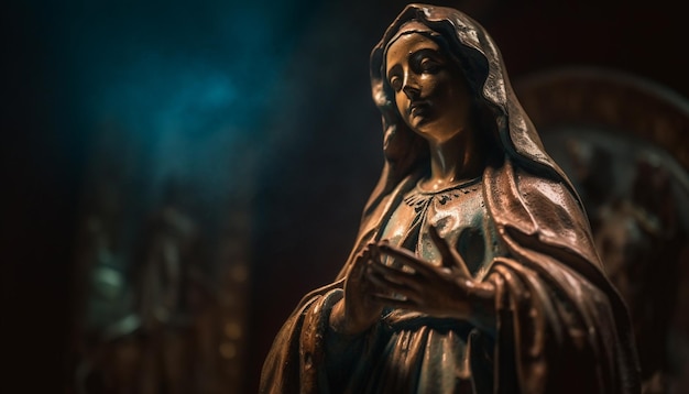 無料写真 聖母マリア像は、ai によって生成されたカトリックの精神性を象徴しています