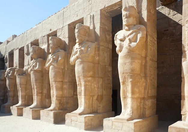 Free photo statues in karnak temple, luxor, egypt