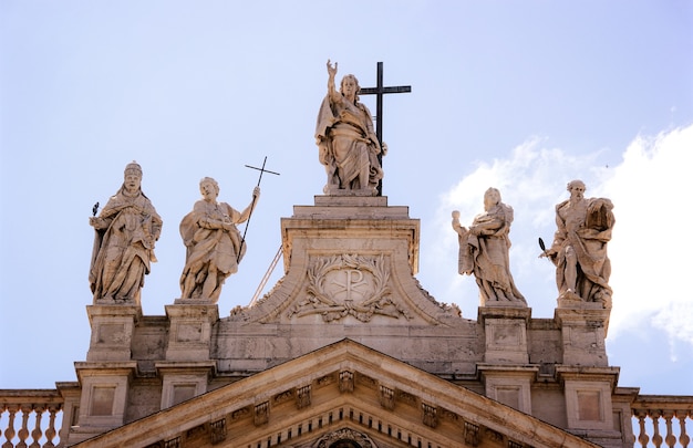 Statues on the St Peters Basilica, Vatican City, Rome, Italy