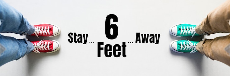 Free Photo stay 6 feet away for social distancing during coronavirus pandemic banner
