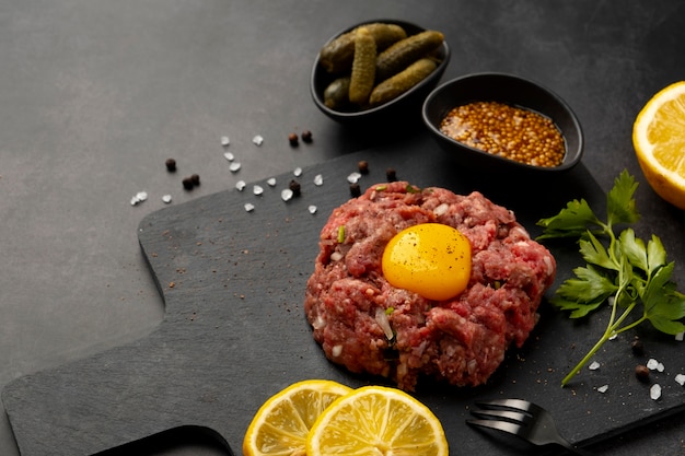 Steak tartar dish with beef