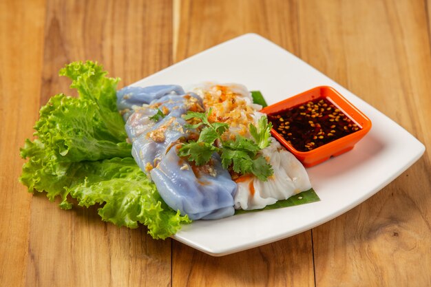 Steamed chives dumplings placed on a plate