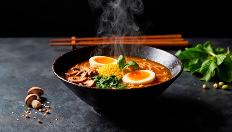 Free Photo steaming bowl of ramen