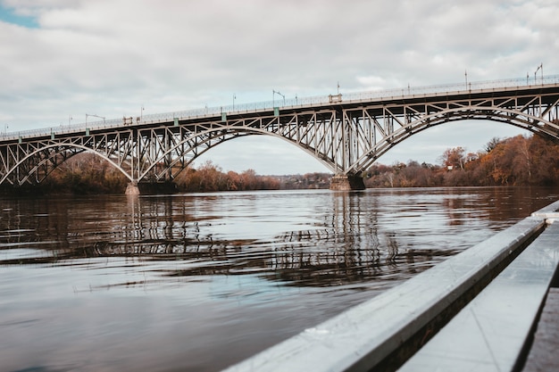 A steel bridge over a river