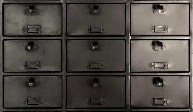 Steel chest of drawers background or texture