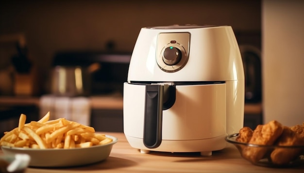 Steel toaster toasts fresh bread for meal generated by AI