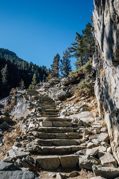 Steps upwards in the mountains