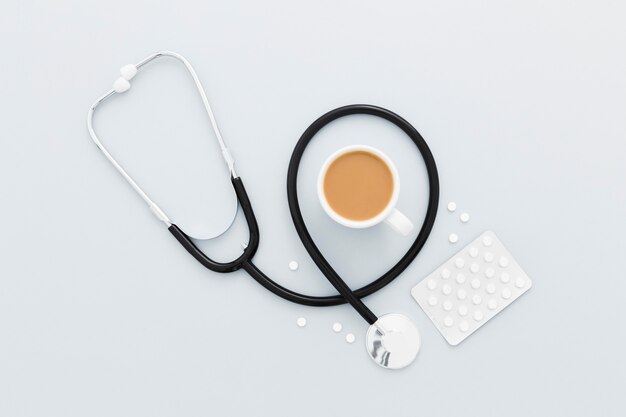 Stethoscope and coffee
