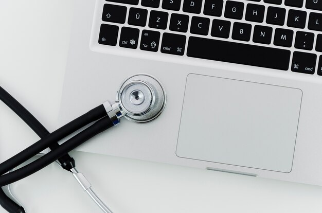 Stethoscope on laptop