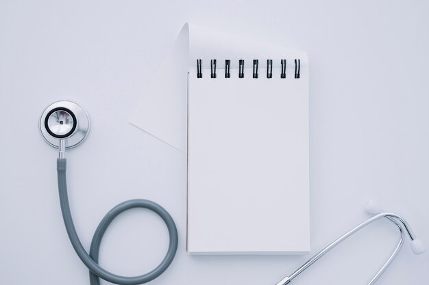 Stethoscope and notebook