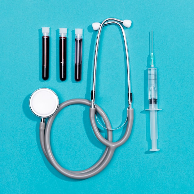 Stethoscope and syringe