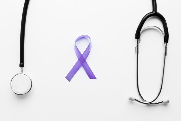 Stethoscope and violet ribbon