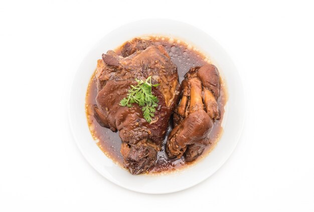 Stewed pork leg in gravy soup