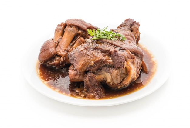 Stewed pork leg in gravy soup