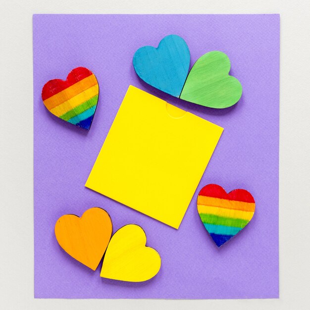 Sticky note with hearts