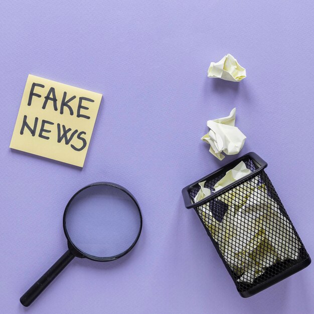Sticky notes with fake news