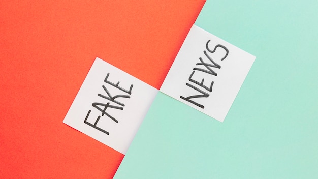 Sticky notes with fake news