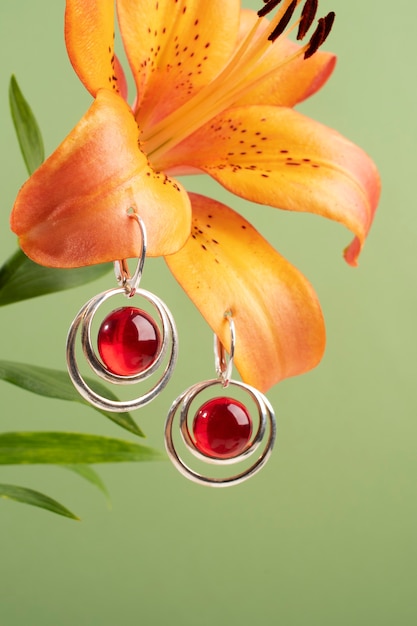 Free photo still life of aesthetic earrings