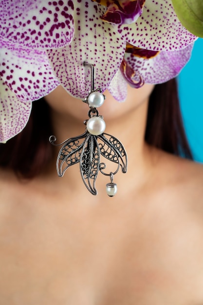 still life of aesthetic earrings