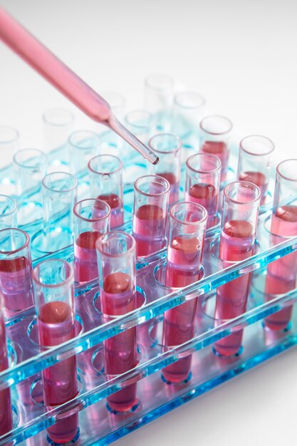 Still life arrangement of test tubes