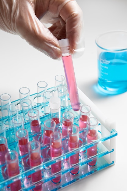 Still life arrangement of test tubes