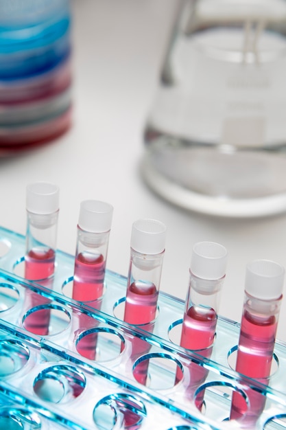 Still life arrangement of test tubes