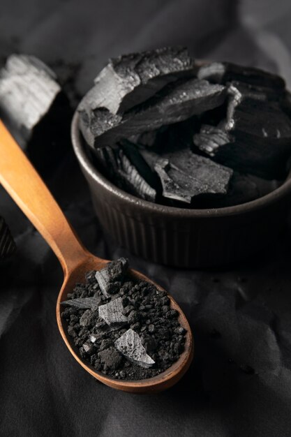 Still life of ashes with charcoal