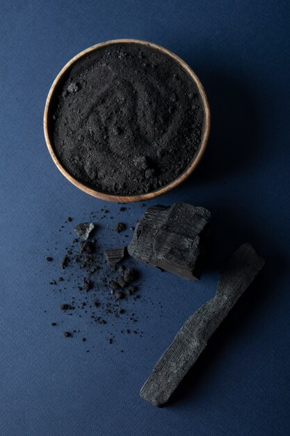 Still life of ashes with charcoal