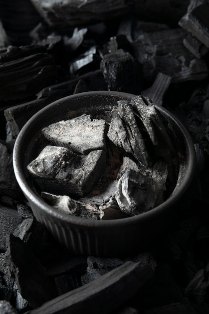 Still life of ashes with charcoal